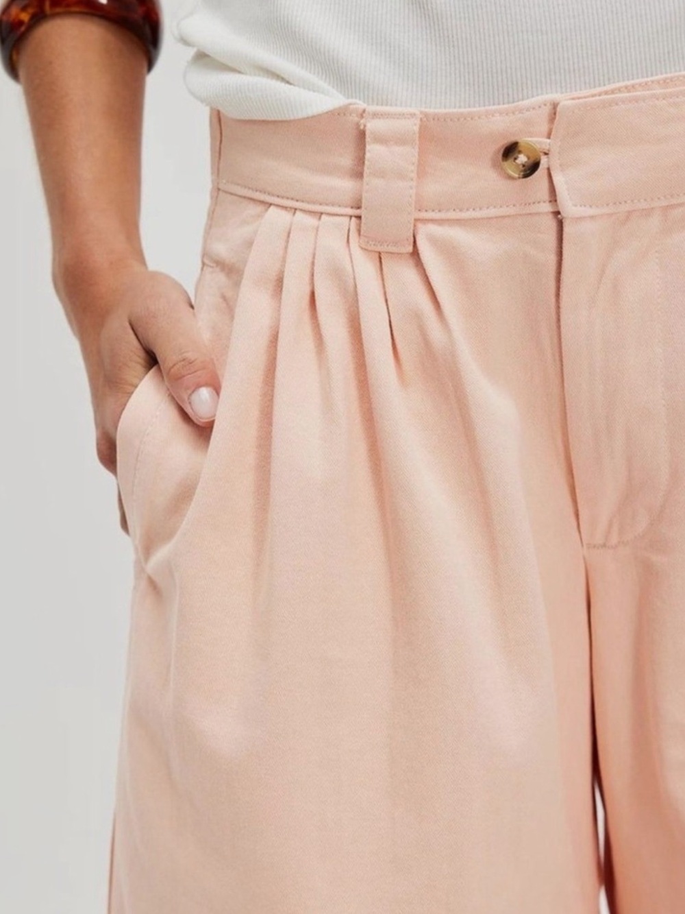 New! Free People Sadie A-Line Long Pleated Peach Blush Shorts size 4 - Picture 4 of 7